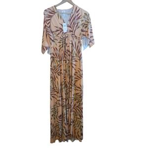 NWT RACHEL PALLY Palm Print Caftan Maxi Dress  
XS Flowy Beach Vacation PS20785